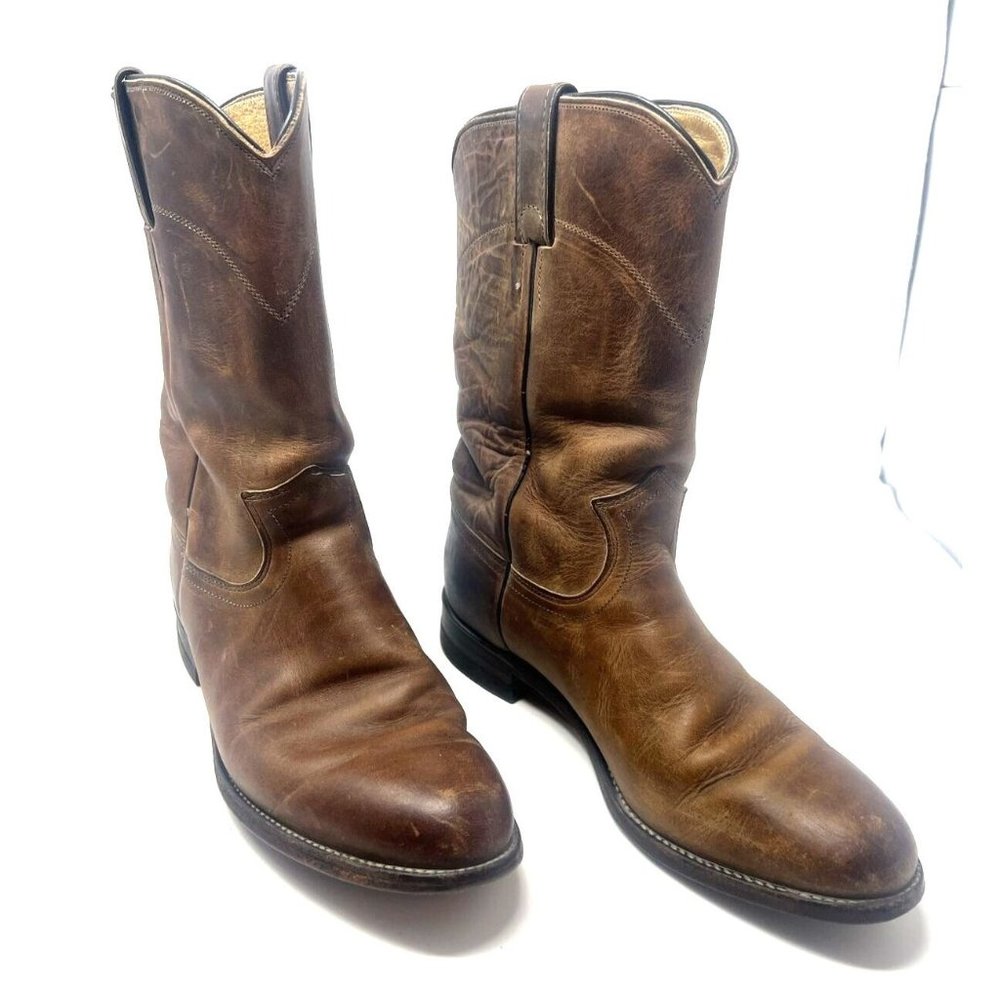 Justin Boots Jackson 3714 Leather Roper Cowboy Western Chestnut Womens 7.5